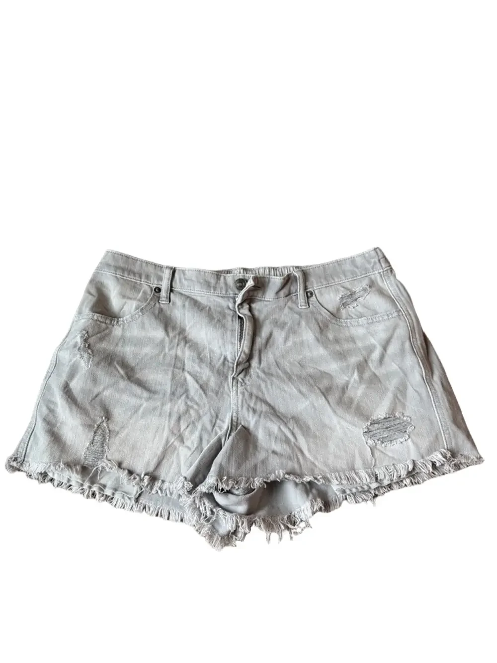 Aerie Gray Distressed Frayed Hem Denim Cutoff Shorts SIZE L